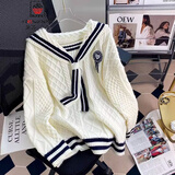 AEMAPE小熊毛衣开衫女外套2025春新款女装衣服宽松温柔秋冬季针织上衣 米白色F款 均码 (80-140斤拍)