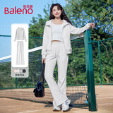班尼路（Baleno）运动休闲套装女2025春秋季新款女装连帽收腰直筒外套微喇裤两件套