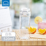 乐扣乐扣（LOCK&LOCK）人鱼线塑料运动水杯夏天便携水壶带刻度提手男女水杯子520ML白色