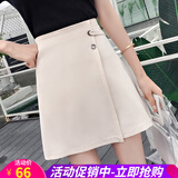 欧贝汐新款春夏秋冬季韩版高腰学生不规则短裙半身裙女百搭a字裙子女士 杏色 XL