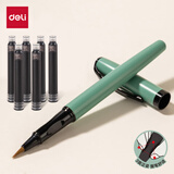 得力（deli）绿色钢笔式毛笔小楷凹型三棱矫正握姿手感舒适持握方便 无需蘸墨 赠6只原装墨囊 HW280-B开学文具