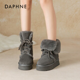 达芙妮雪地靴防水防滑女2025秋冬新款加绒加厚短靴子东北保暖棉鞋