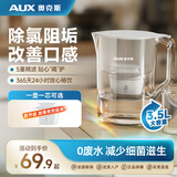奥克斯（AUX）家用滤水壶3.5L大容量净水壶厨房自来水过滤净水器L6 1壶1芯【五重过滤】
