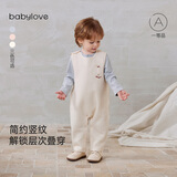 babylove【清仓】婴儿背带裤秋冬纯棉男女宝宝休闲百搭长裤薄夹棉外出保暖 奶油黄 100