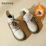 达芙妮厚底加绒马丁靴女2025秋冬雪地靴软底百搭短靴加厚保暖棉鞋女外穿 米卡其色【薄绒款】 38