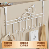 百草园门后挂钩挂衣架免打孔卧室门上置物架浴室门背式挂钩小猫7钩