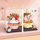 Loz俐智成人积木拼装国潮中华街儿童玩具送男女朋友情人节生日礼物 1756-草莓小猪蛋糕