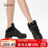 三沙（Sansha）运动舞蹈鞋女广场舞软底现代舞鞋爵士舞鞋真皮面两块底 B52LPI 黑色-牛LCO 38