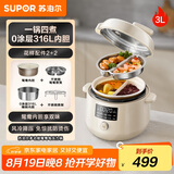 苏泊尔（SUPOR）鸳鸯电压力锅3L 多功能0涂层钢胆2-4人家用 风冷降压电饭煲电炖锅高压锅SY-30YC3001