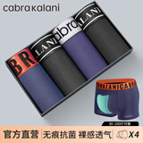 CabraKalani男士内裤男莫代尔平角抗菌无痕冰丝四角男生运动大码男式裤头裤衩 C品牌专柜黑黑兰兰莫代尔 4条 XL （建议110-135斤）