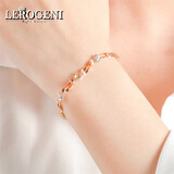 利罗基尼手链女玫瑰彩金花朵四叶草手饰品情人节生日纪念礼物送女 玫瑰金-18cm 品牌礼盒