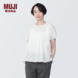 无印良品（MUJI） 女式 强捻短袖罩衫女装衬衫衬衣内搭夏季款纯棉全棉上衣BC2J8C4S 白色 XL 165/92A