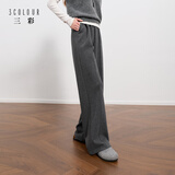 三彩2025冬季新款休闲裤松紧腰宽松直筒裤长裤简约M 寂静灰 S 155/64A 155/64A