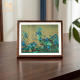 铜师傅手工錾刻 铜雕画 《千里江山（桌面）》书房办公室装饰画