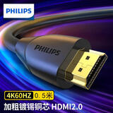 飞利浦HDMI线2.0版4K数字高清线0.5米 3D视频线工程级显示器数据连接线SWL6118D/93