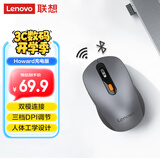 联想（Lenovo） 无线蓝牙双模充电鼠标 蓝牙5.0/3.0 便携办公鼠标人体工学设计 Howard风暴灰充电版
