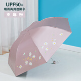 天堂伞超轻超细铅笔伞晴雨两用伞防晒防紫外线黑胶遮阳伞太阳伞女三折叠 铅笔伞雪月风花【亚麻粉】