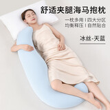 浪莎（LangSha）床上抱枕睡觉孕妇夹腿长条大抱枕男女生款睡觉专用大号玩侧睡靠枕 冰丝-升级款天蓝【记忆棉填充】 45cm*115cm 含枕芯 【成人款】