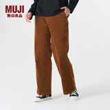 无印良品（MUJI）女式 木棉混灯芯绒直筒宽版裤 休闲阔腿裤子秋冬款 女款 BEE91C3A 深棕色 S(155/62A)