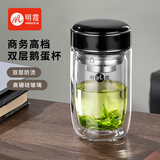 明霞玻璃杯男双层高硼硅加厚防烫家用便携车载鹅蛋泡茶水杯210ml黑色