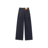 太平鸟女装牛仔裤秋季大直筒裤时尚休闲百搭通勤质感 加绒款牛仔深蓝 M