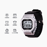 LASIKA手表男学生电子表小方块青少年初中生运动防水情侣表中学女孩腕表 气质黑银（小号6-16岁）