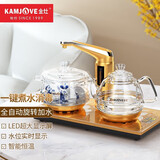 金灶（KAMJOVE） 茶具全智能自动上水玻璃电茶壶电热水壶玻璃茶艺炉煮茶器茶具套装 0.8L G9   双炉 37cm*20cm