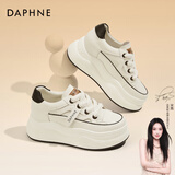 达芙妮（DAPHNE）松糕女厚底小白鞋女鞋子2025新款秋季爆款软底休闲增高板鞋运动鞋 黑色 跟高6.5CM 38 标准码