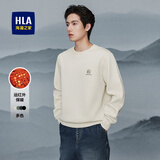 HLA海澜之家长袖T恤男潮秋季新款流设计感圆领休闲卫衣男长t上衣男装 米杏86 L /175/92A