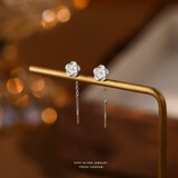 墨利亚（Meliades）幻彩白玫瑰耳线女S925纯银轻奢流苏耳钉优雅耳饰时尚 山茶花耳线 925银