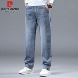 皮尔卡丹（pierre cardin）牛仔裤男秋冬季宽松休闲直筒裤子男士高端弹力长裤男装 蓝灰色 32