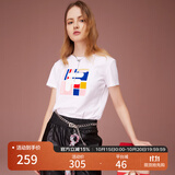 FILA 斐乐女装官方女士短袖T恤夏季休闲运动内搭t恤运动上衣 标准白-F11W118151F XL （175/92A/XL）