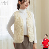 翊尚美羊毛马甲女2025秋冬新款外套显瘦百搭抗寒时尚保暖短款坎肩上衣 米杏色 【100%羊毛填充】 XL 【适合100-120斤】