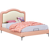 林氏家居床儿童床女孩公主床单人床卧室家用床儿童房家具组合LH098 【高脚|透气皮|粉色】床+床垫 1.5米x2米