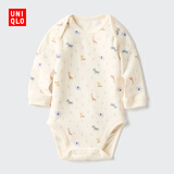 优衣库婴幼儿宝宝新生儿包臀衣长袖1件装连体衣新款478372 478373 478372/01乳白色 70cm