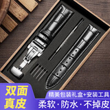 智盛手表带男真皮智盛表带适用天梭表带浪琴表带卡西欧天王dw阿玛尼飞亚达欧米茄依波路精工男女士配件 银蝴蝶扣-黑皮黑线 20mm