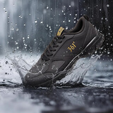 361°运动鞋男鞋秋冬季透气网面跑鞋黑色通勤轻质户外慢跑步鞋 曜石黑/皇冠金【皮革面防泼水】 42