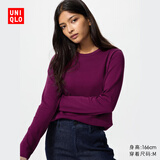 优衣库女装柔滑弹力棉质圆领T恤/长袖基础版型内搭480869 76 紫色 S /155/80A