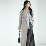 伊芙丽蒋欣代言【镇店爆款】驼绒桑蚕丝高级双面毛呢外套羊毛大衣女冬季 晓雾灰 S 90-115斤