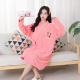 心楠浴巾女2024新款可穿可裹式浴袍秋冬加厚非全棉睡袍四季吸水速干衣 粉色长袖浴袍【加密加厚】