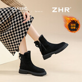 ZHR女靴百搭中筒冬季加绒加厚东北棉鞋保暖雪地靴女K230B黑色37