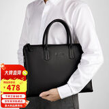 LALPINA意大利公文包头层牛皮手提包男横款15.6英寸电脑真皮大容量出差包