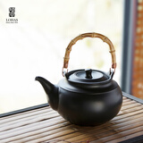 陆宝台湾陶瓷烧水壶户外庭院围炉煮茶家用暖茶煮普洱白茶宝满烧水陶壶 1号-禅风黑 0.8L