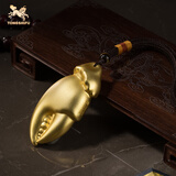 铜师傅《手中有钱(镀金版)》客厅 桌面 铜摆件 螃蟹钳手把件