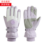 华臣羊滑雪手套冬季保暖男女情侣款户外骑行手套防泼水防滑加绒加厚触屏 女款薰衣草紫《圆标》 均码