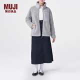 无印良品 MUJI 男女通用 羊羔绒 拉链夹克 毛绒加绒厚外套 秋冬季 灰色 XXS-XS