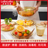 LeBoLeBo微波炉加热专用器皿蒸鸡蛋羹碗汤碗泡面热饭容器高硼硅玻璃碗带盖 1.4升+3升【微波炉烤箱可用】