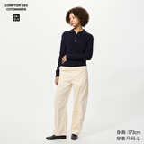 优衣库合作款/女装灯芯绒廓形长裤/弯刀镰刀裤子479663 01 乳白色 L /160/72A