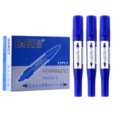 宝克（BAOKE）MP210 油性粗细双头记号笔物流笔 蓝色 12支/盒
