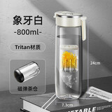 小米生态链同款磁弹泡茶杯磁吸茶水分离杯大容量耐高温养生便携水杯子 象牙白800ML 婴儿奶瓶Tritan材质
